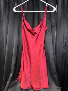 Kohl's Wine Satin Dress with Cowl Neck